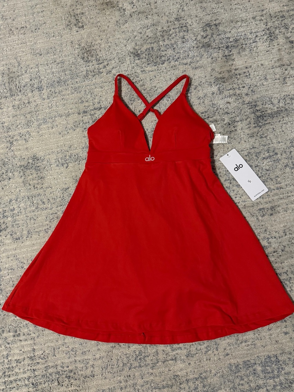 New ALO Yoga Red Cross-Back Mini Dress size s